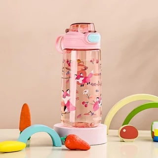 กระติกน้ำ ขนาด550ml ลายการ์ตูน สําหรับเด็กอนุบาล ถ้วยน้ำแบบพกพาน่ารัก พร้อมที่จับ แฟชั่น พร้อมหลอด