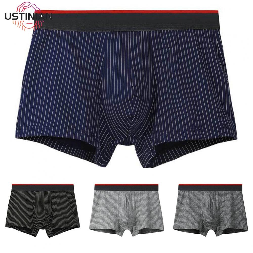 [UTIA]Men Underwear Cotton Jockstrap Sexy Striped Trunks Bikini Boxer Briefs