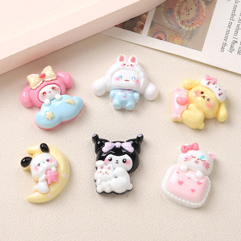Diy อุปกรณ์เรซิน DIY Sanrio Good Night สัตว์ Series DIY ครีมกาวเคสโทรศัพท์อุปกรณ์เสริม กิ๊บติดผมเครื่องประดับรองเท้าหัวเข็มขัดอุปกรณ์เสริม