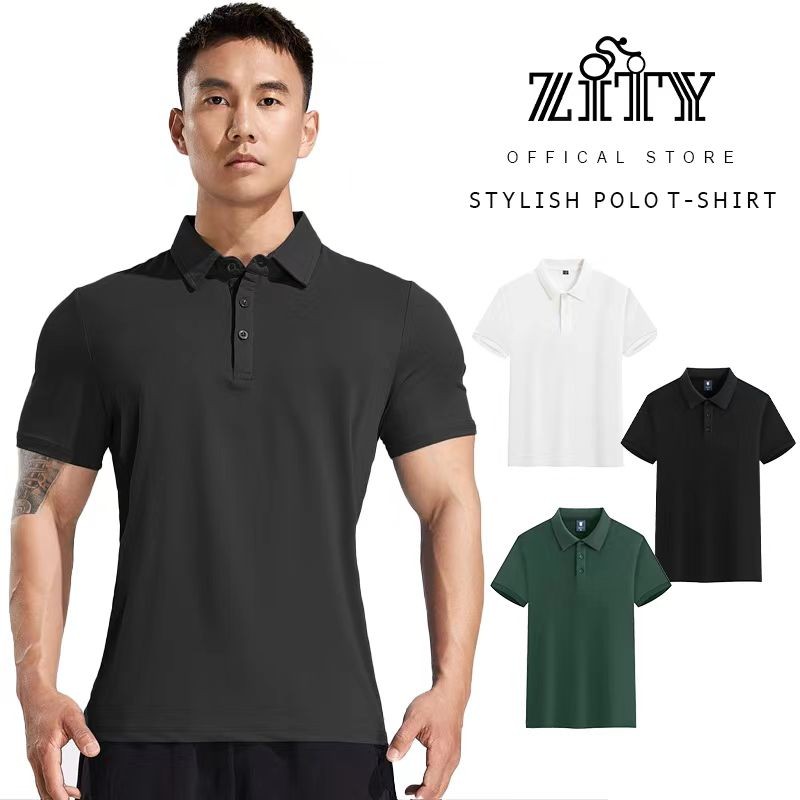 ZITY เสื้อโปโล คอปกเชิ้ตกีฬา เสื้อโปโลผู้ชายไมโครไฟเบอร์ สไตล์เกาหลีแห้งเร็วระบายอากาศเสื้อโปโล S-3X