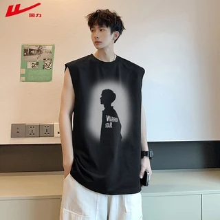 เสื้อแขนกุดผู้ชาย สกรีนลายเท่ๆ สีขาว สีดำ OP