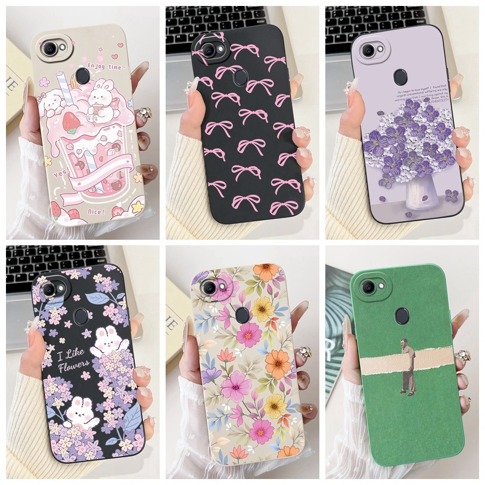 Oppo F7 CPH1819 CPH1821 เคสโทรศัพท์ Oppo F7 กรณีกันกระแทกแมวน่ารักแพนด้ากระต่ายแฟชั่นดอกไม้รัก