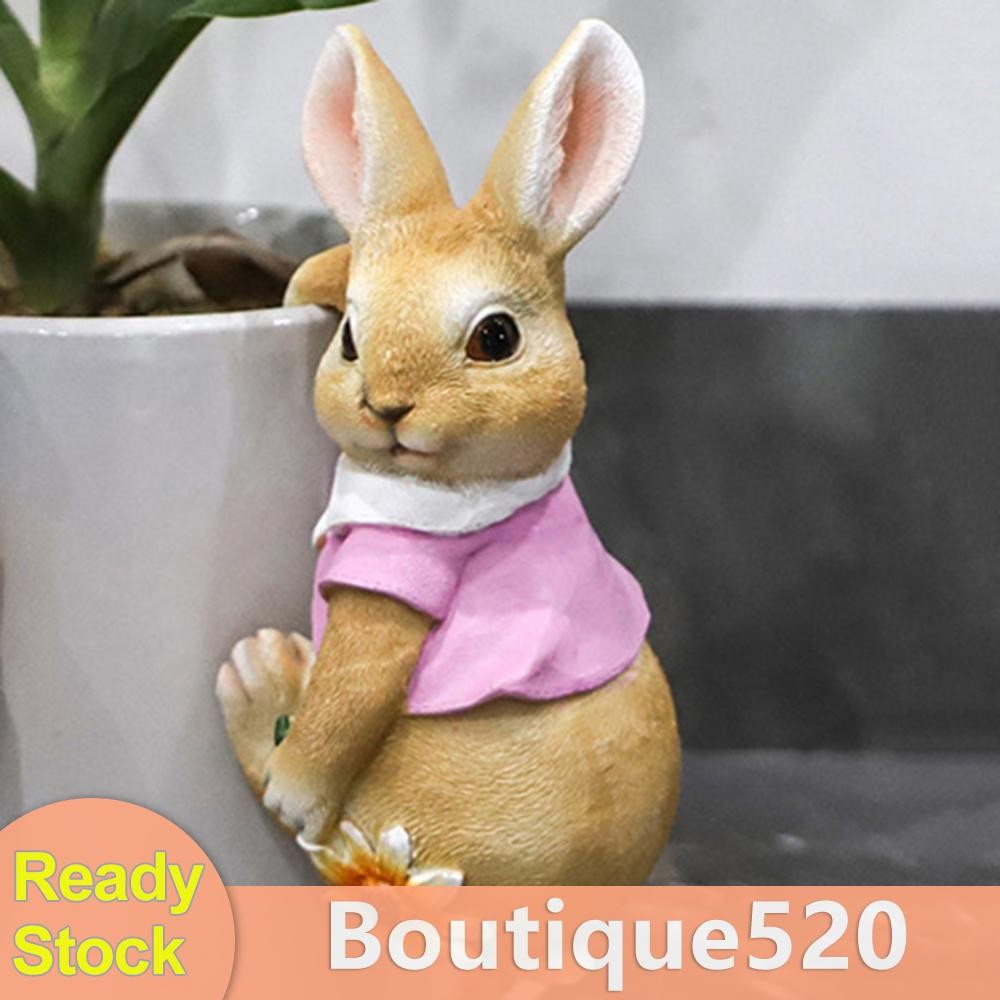 กระต่ายน่ารักกระต่ายประติมากรรมเรซิ่นตุ๊กตาตกแต่งสําหรับลานกลางแจ้งในร่ม SN [boutique520.th]
