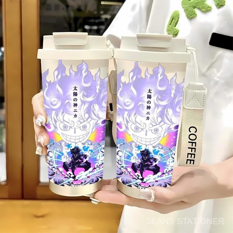ถ้วยกาแฟลูฟี่ ดีไซน์เท่ แบบ A ความจุขนาดใหญ่ ทนความเย็น พร้อมสายสะพาย ถ้วยกาต้มน้ำสแตนเลส เครื่องครัว กระติกน้ำสุญญากาศ 8ZMN