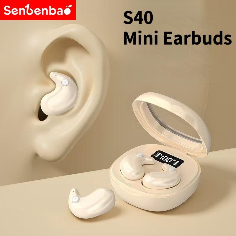 SENBENBAO S40 ENC TWS หูฟัง Mini Sleep ชุดหูฟังบลูทูธที่มองไม่เห็นไฮไฟสเตอริโอกันน้ํา Build-in MIc สําหรับสมาร์ทหูฟังมือถือตัดเสียงรบกวน