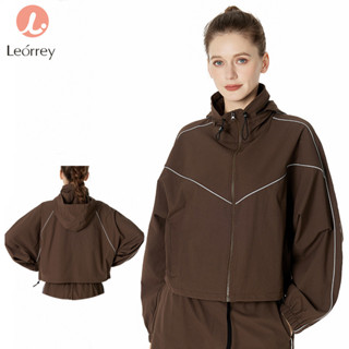 Leorrey-เสื้อแจ็คเก็ตสปอร์ตกันลม แห้งเร็ว ซิปเต็มตัว ครอป ลำ…