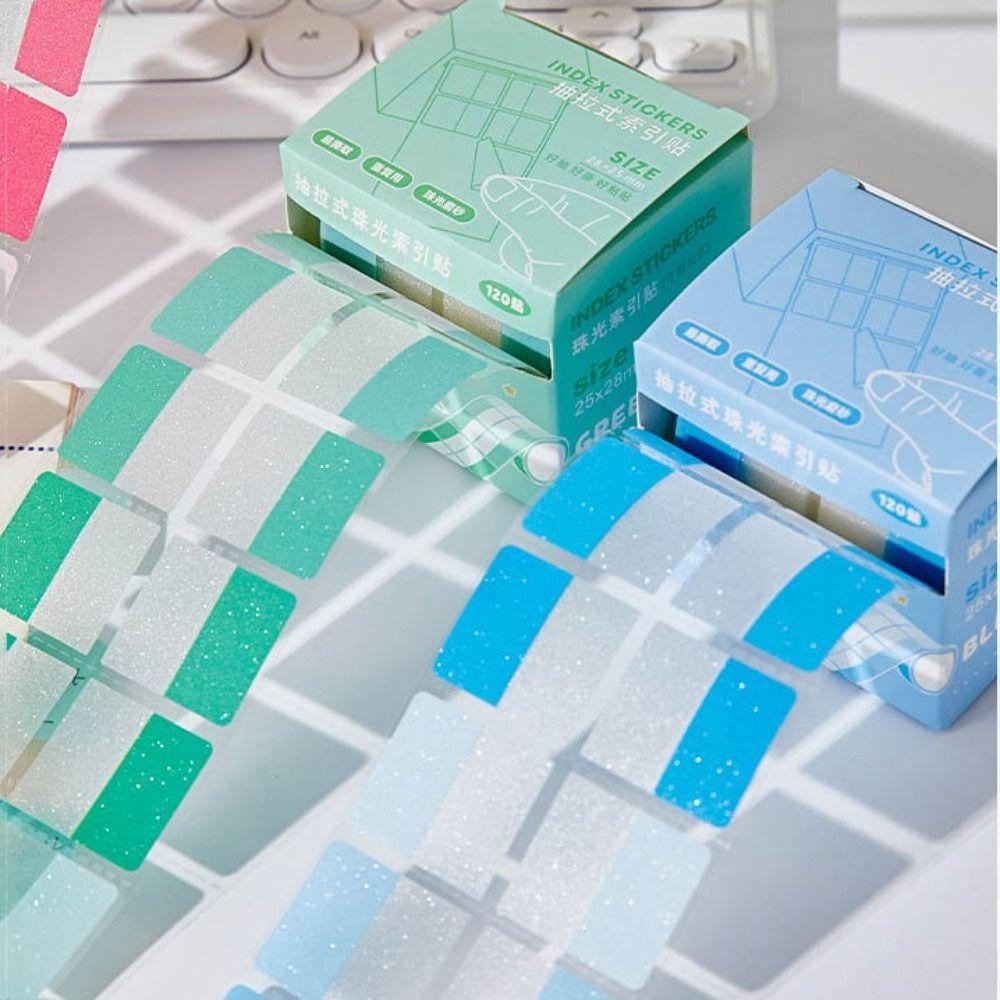 LONTIME Pearlescent Sticky Tabs,โปร่งใส Pearl Aesthetic เครื่องเขียนสติกเกอร์ฉลากดึงออก,ที่มีประสิทธิภาพ Writable Blank Back Full กาว Sticky Notes สํานักงานโรงเรียน - รูปที่ 7