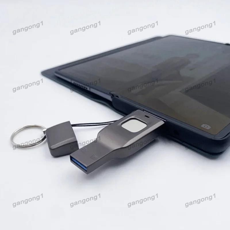 [gangong1]Fingerprint แฟลชไดรฟ์โลหะ OTG Pendrive USB3.0 ประเภท C สําหรับแล็ปท็อปโทรศัพท์ล็อค Thumbdrive Jump USB Disk