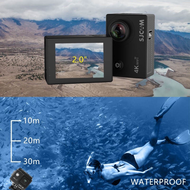ชัดแจ๋ว กล้อง Action Cam ( สีดำ ) SJCAM SJ400 Air 4K กล้องติดหมวกกันน็อค กันกันน้ำ มีWifi  ของแท้ รับประกัน 1ปี