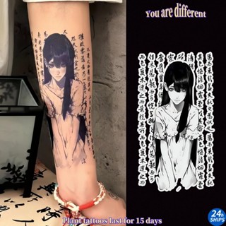 รอยสักลายอะนิเมะสีดําน่ารักสาวข้อมือพืชสักสติกเกอร์รอยสักกัน…