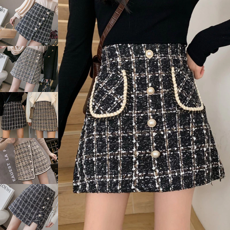 พร้อมส่ง กระโปรงไหมพรม ทรงเอ มีไซส์ S-5XL ผ้าทวิต กระโปรงผู้หญิง มีซับใน ทรงสวย แฟชั่นเกาหลี