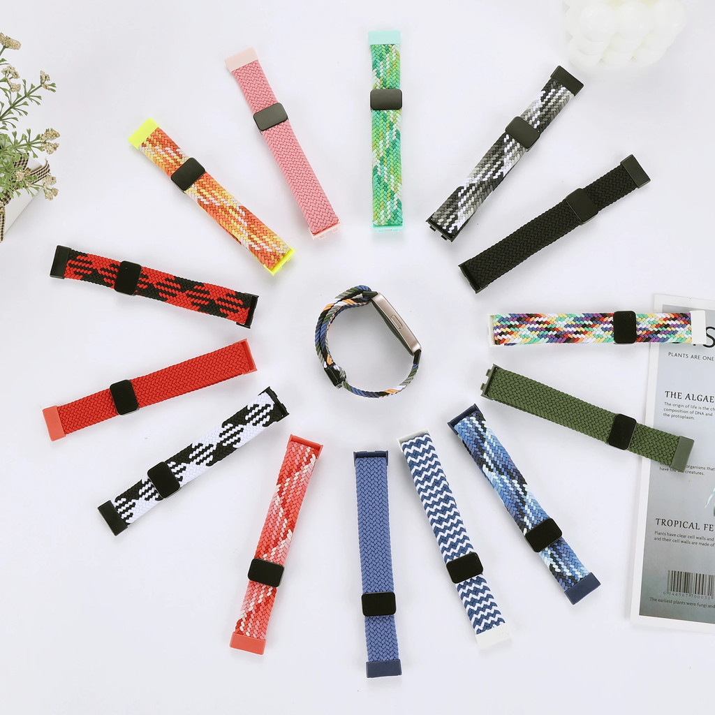 ไนลอนที่มีสีสัน WatchBand สําหรับ Huawei Band 10/10NFC/9/9NFC/8 สายรัดข้อมือถักแม่เหล็กสานสร้อยข้อมือ Watchstrap