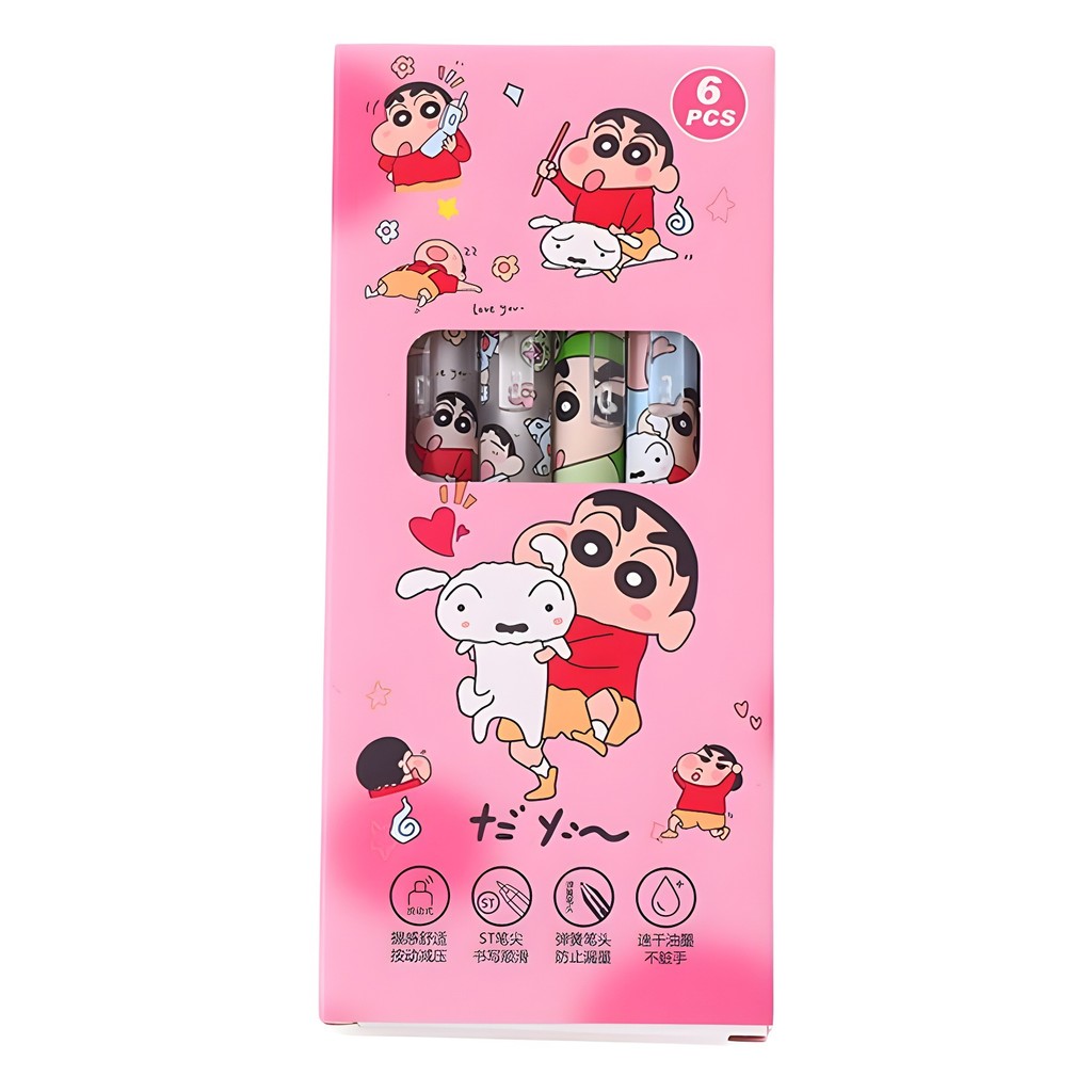 น่ารัก Crayon Shinchan ปากกาเจลนักเรียนสอบปากกาหมึกสีดํา