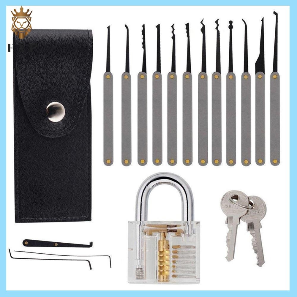 [explosion1.th] 17pcs Training Practice Lock Pick Padlock Picking Unlocking Lock Pick Tools