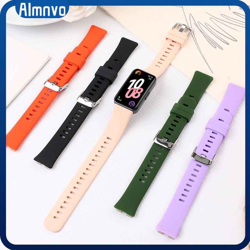 สายซิลิโคน for Huawei Band 10 9 8 NFC เปลี่ยนสายยางนุ่มแบบสปอร์ต for Smartwatch Huawei Band 10 9 8
