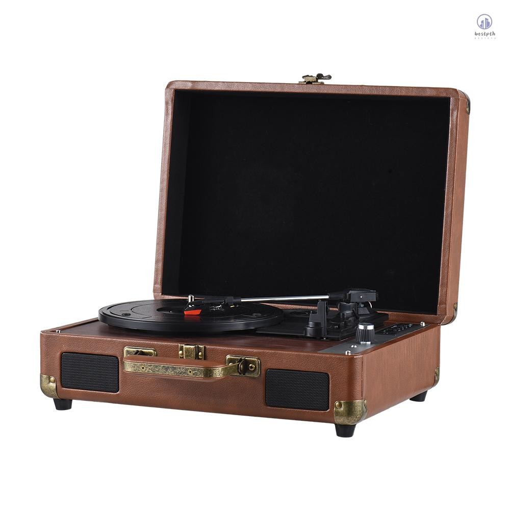 Vintage Vinyl Record Player BT Phonograph USB Recording 33/45/78RPM Support for 7/10/12inch Vinyl Re