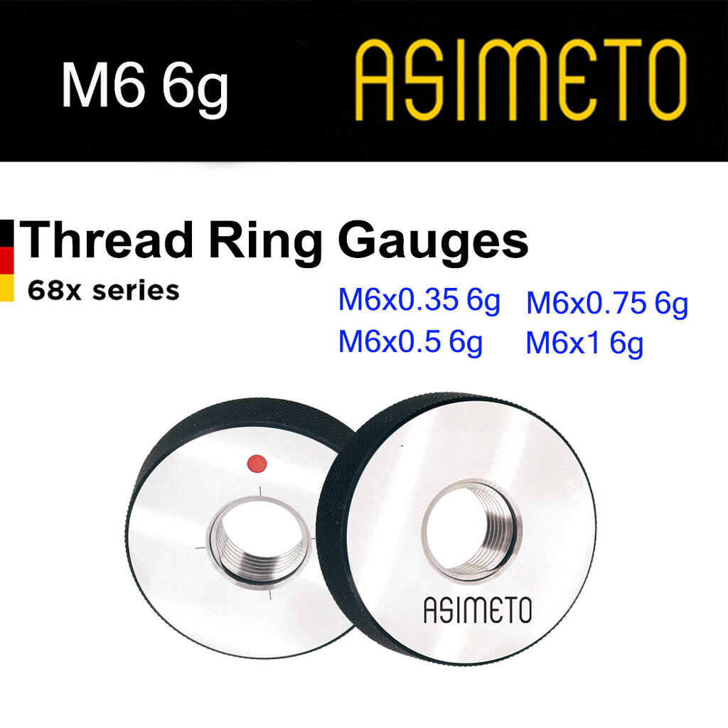 Asimeto Thread ring gauge สกรูริงเกจ M6x0.35, M6x0.5, M6x0.75, M6x1 6g
