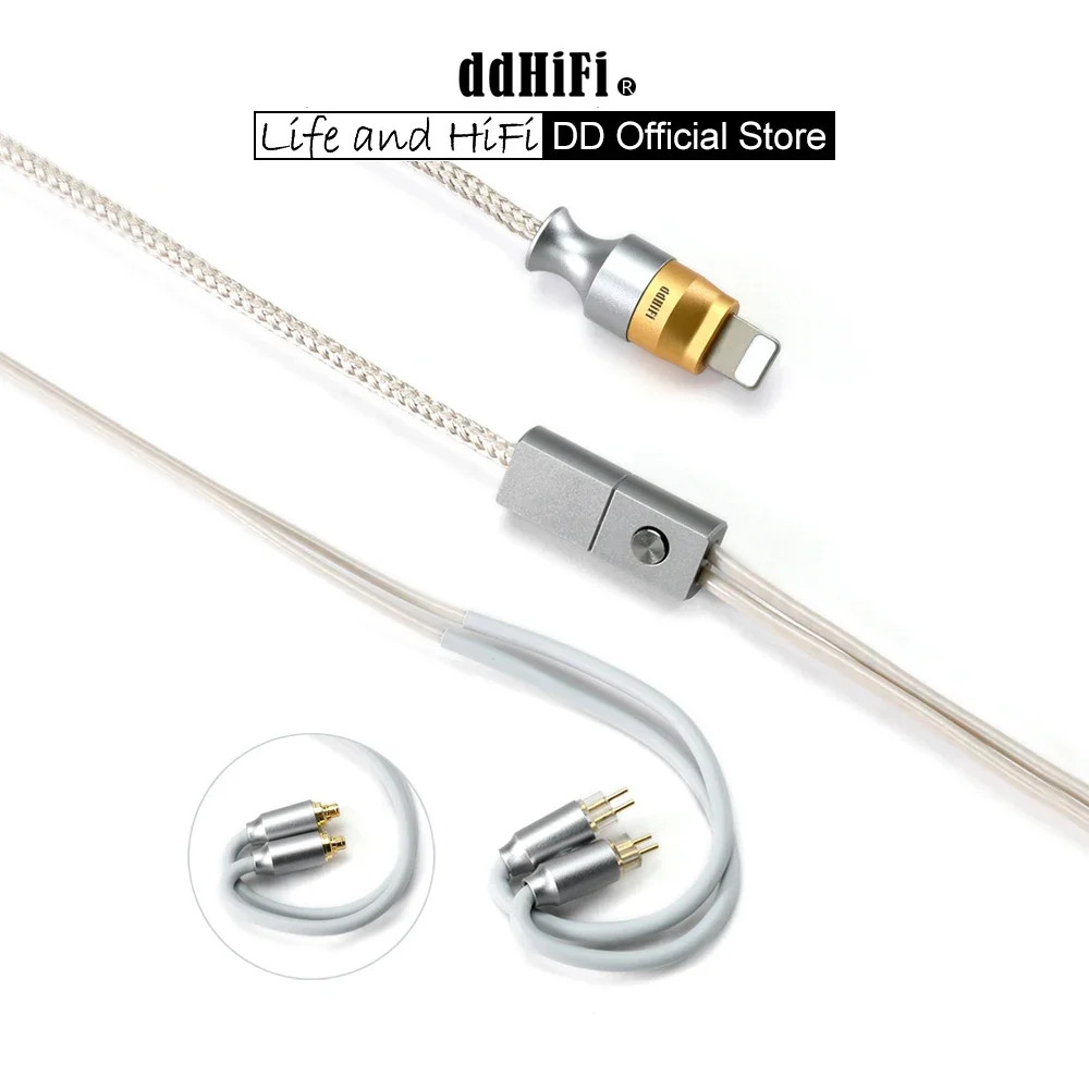 Dd ddHiFi M110A Lightning ถอดรหัสหูฟังสายสัญญาณเสียงพร้อม MMCX และขั้วต่อ 0.78 พิน, รองรับการควบคุม 