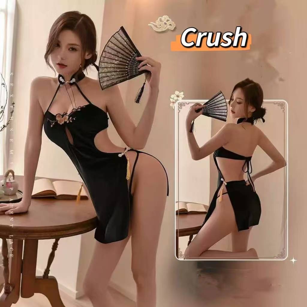 Crush💘ชุดกี่เพ้า ชุดคอสเพลย์เ​ซ็กซี่ ผ้ากำมะหยี่ ผูกหลังแซ่บๆ🛒พร้อมส่งจากไทย (ฺQP-89)