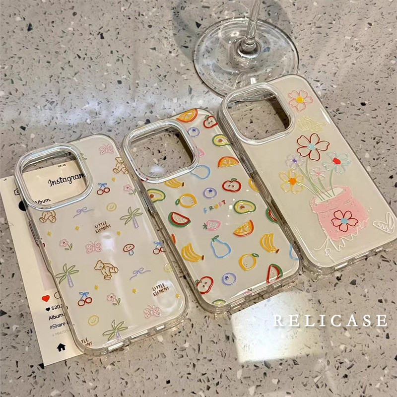 Huiwanju ดอกไม้สีสเก็ตช์เหมาะสําหรับเคสโทรศัพท์มือถือ ipone16promax เคส iPh16 15 เคสนิ่มใหม่ 14 ป้อง