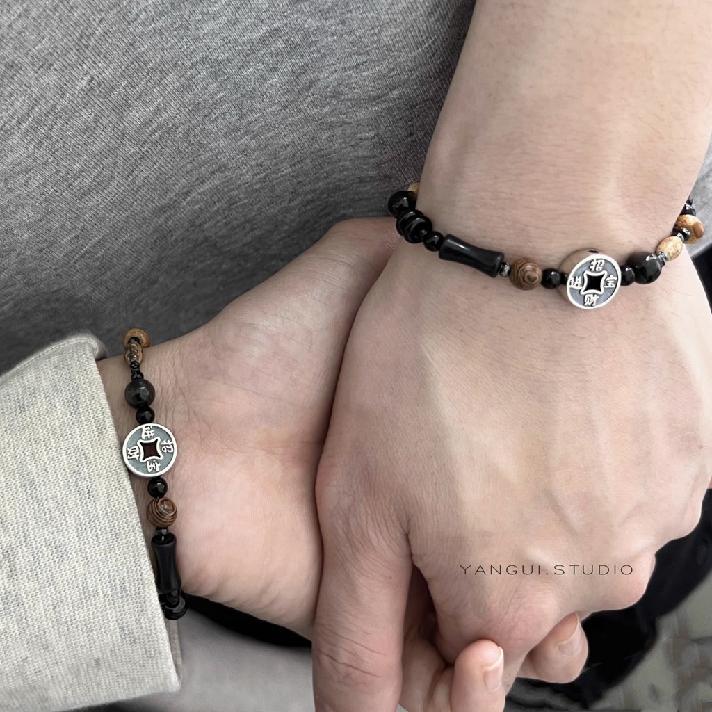 สร้อยข้อมือลูกปัดทิเบตย้อนยุค หลากสี สําหรับแฟนคู่ สันติภาพ มูลค่าสูง