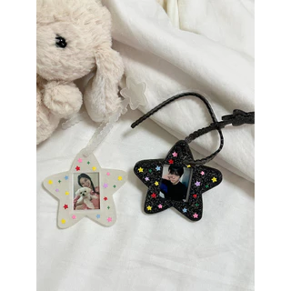 Ins สไตล์น่ารัก Star 3 ซม. ID Photo Card Holder ซิลิโคน Glitter Star Chasing พวงกุญแจกระเป๋าจี้