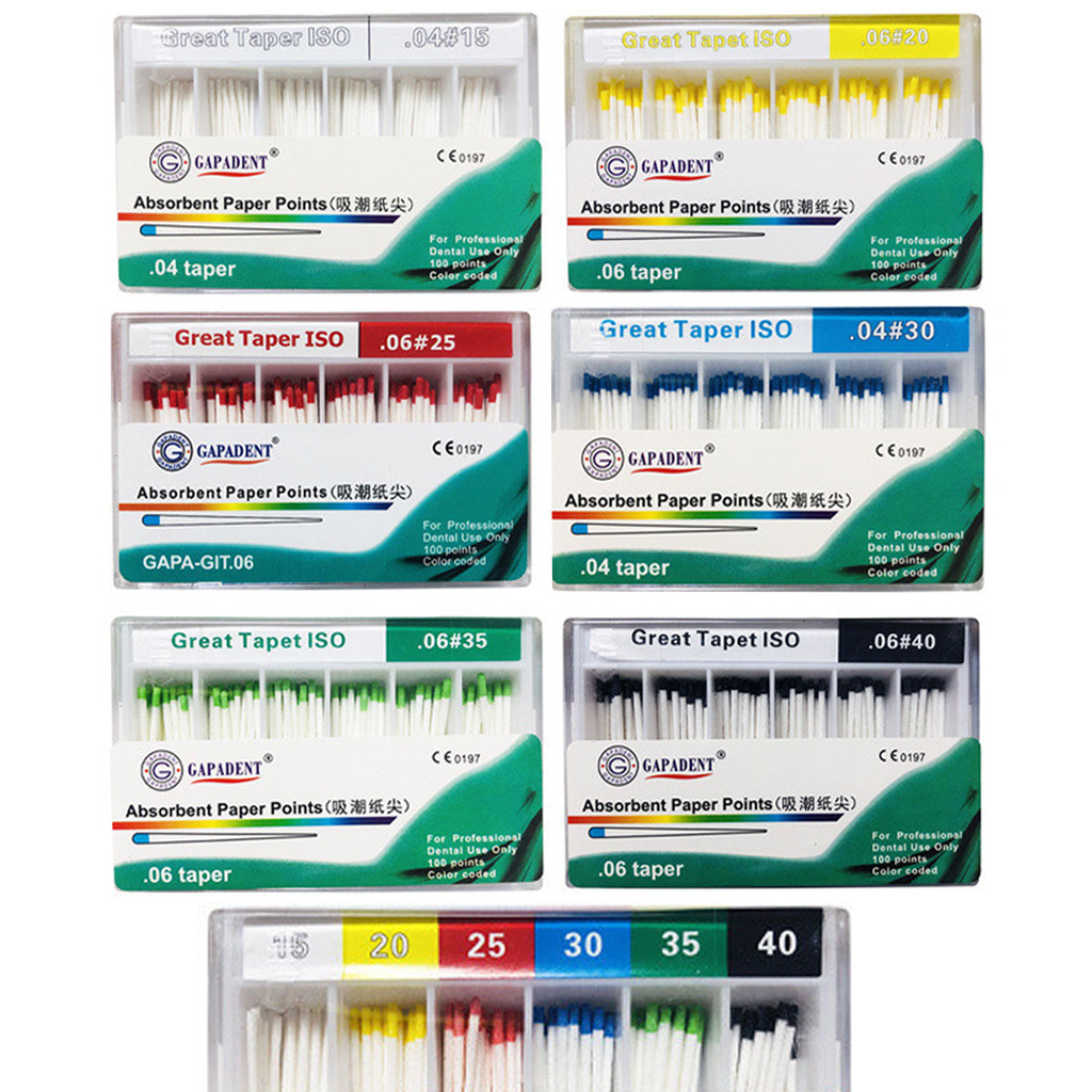 ใหม่02/04/06 Taper Dental Endodontic กระดาษดูดซับจุดปราศจากเชื้อ 7 ขนาด