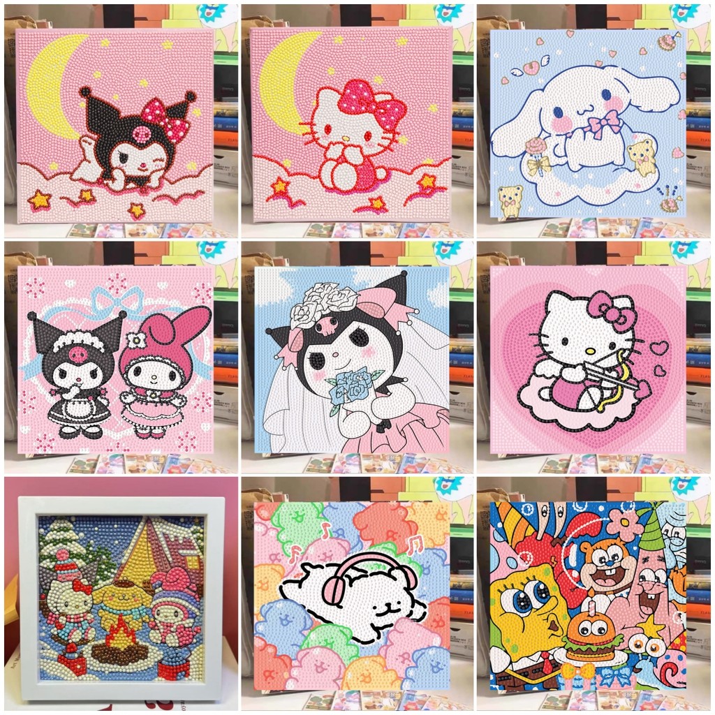 ครอสติสคริสตัล diamond painting ภาพวาดเพชร ลายซานริโอ้น่ารัก คุโรมิ  DIY ของเล่นเด็ก การทำสมาธิ