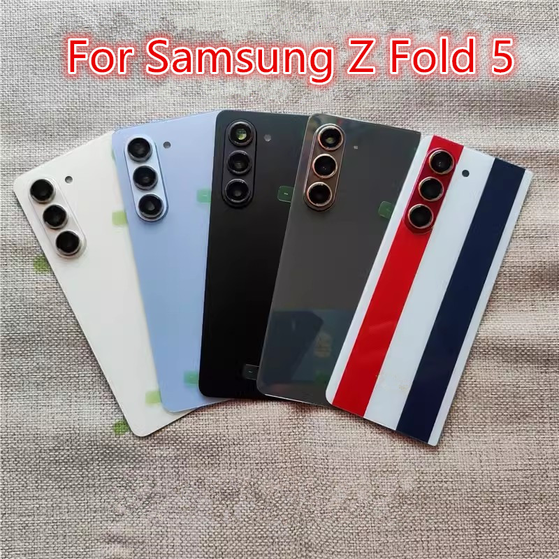 Fold5 สําหรับ Samsung Galaxy Z พับ 5 F946 แบตเตอรี่แก้วฝาหลังซ่อมเปลี่ยนประตูโทรศัพท์ด้านหลังกรณี + เลนส์กล้อง