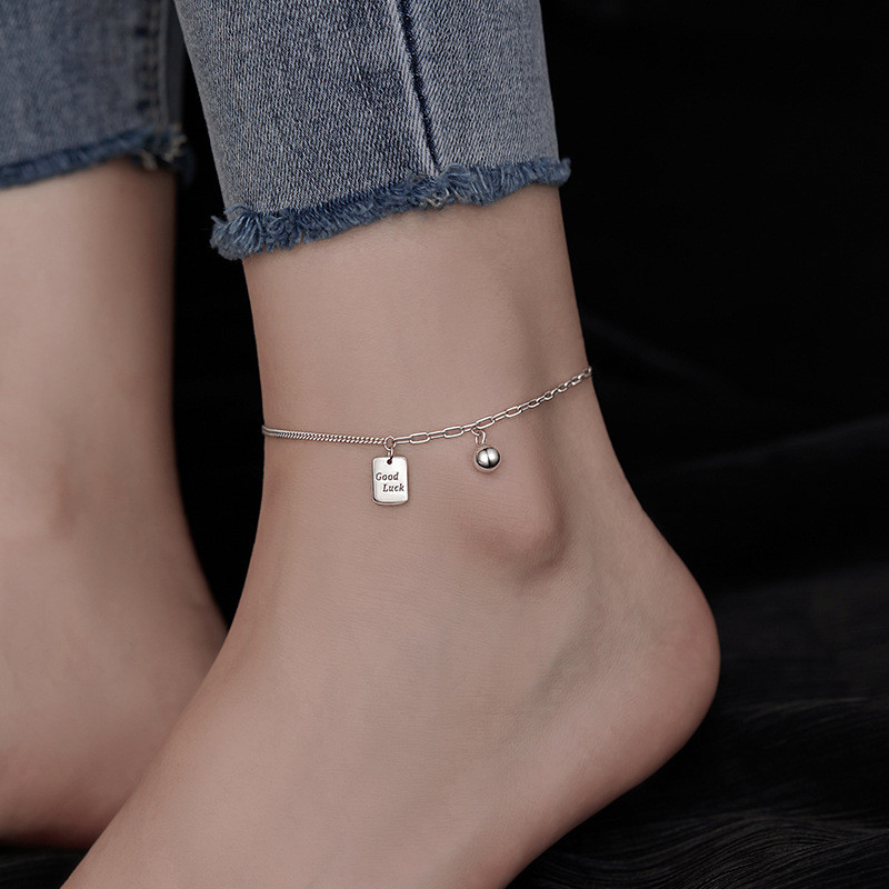 Silver Plated goodluck Anklet หญิง Niche Design Light Luxury Anklet สไตล์ใหม่ฤดูร้อน