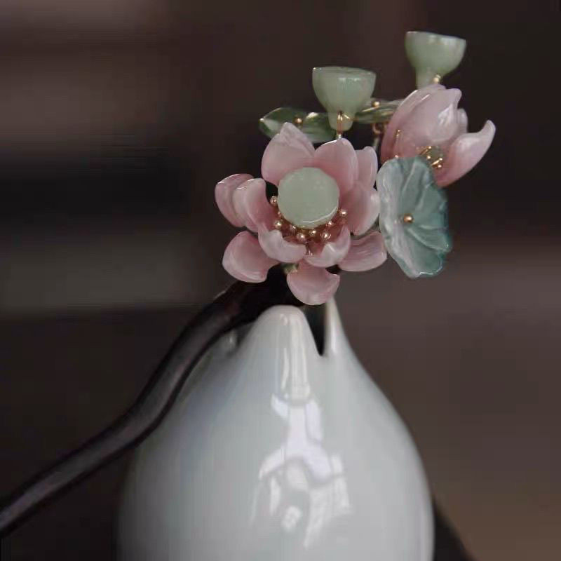Miyan Ebony Hairpin Original Design Lotus แผ่น Hairpin Antique Cheongsam Headdress Lotus Lotus ใหม่จีนอุปกรณ์เสริมผม