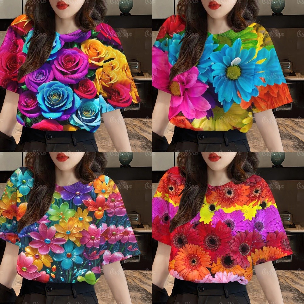 ( มีสินค้า ) เสื้อฮาวายสตรีทันสมัย2567 เสื้อลายดอกสวยๆ สไตล์รีสอร์ทลำลองทุกวัน เสื้อยืดฤดูร้อนทรงหลวมและระบายอากาศได้ดี