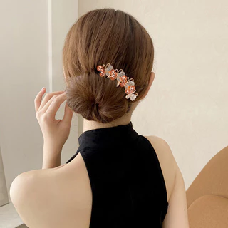 แฟชั ่ นเกาหลีโลหะเพทาย Hairpin Elegant Simple คลิปผม Curler ผม Bun อุปกรณ ์ เสริมผมสําหรับหญิงสาว