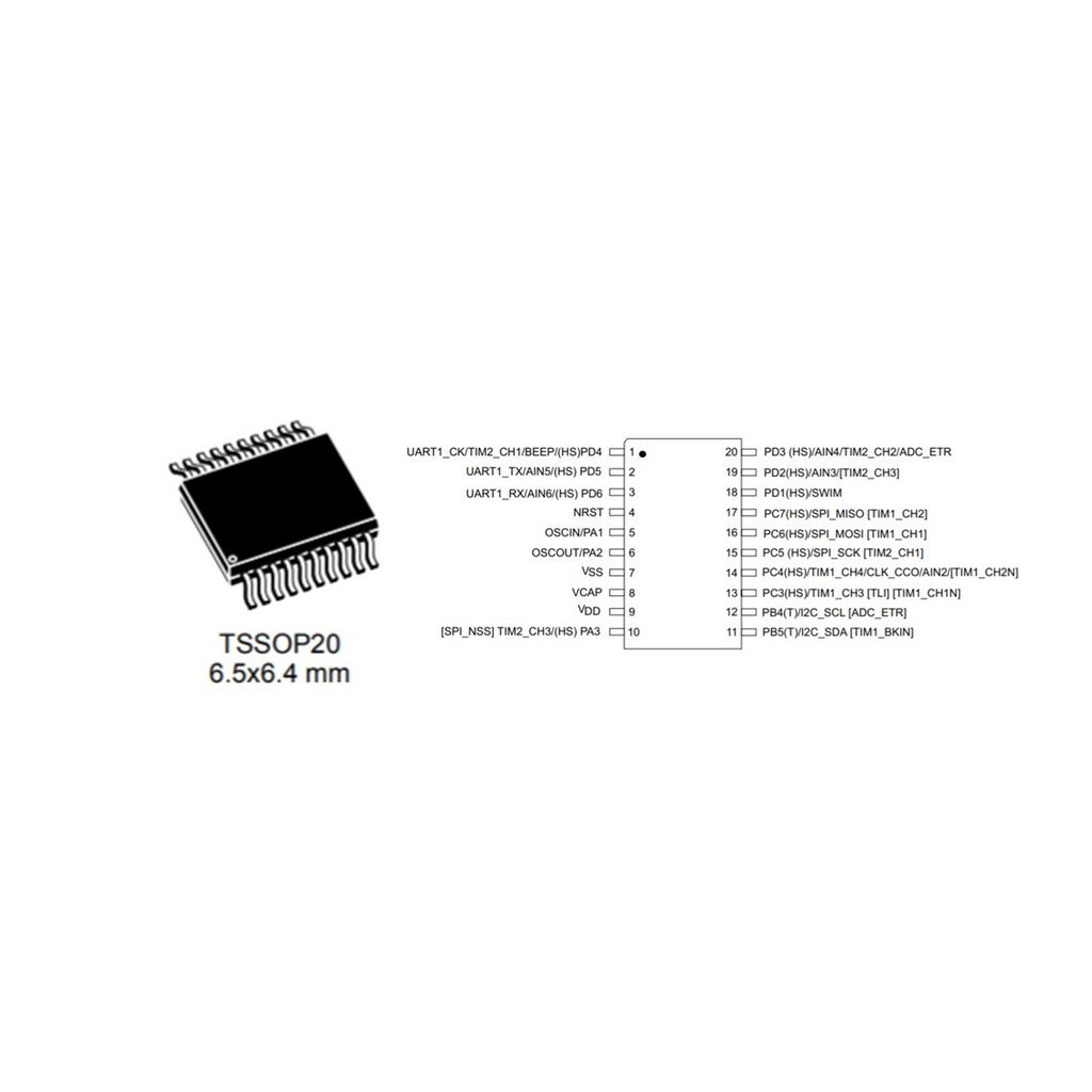 STM8S103F3P6 STM8S003F3P6 MS51FB9AE APM32F003 STM8S103 STM8S003 APM32F003F6P6P6 TSSOP-20