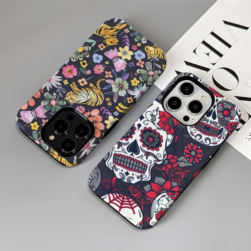 เคสโทรศัพท์มือถือ ฟิล์มสองชั้น ลายดอกไม้ สําหรับ Apple Iphone 15Pro 13 14