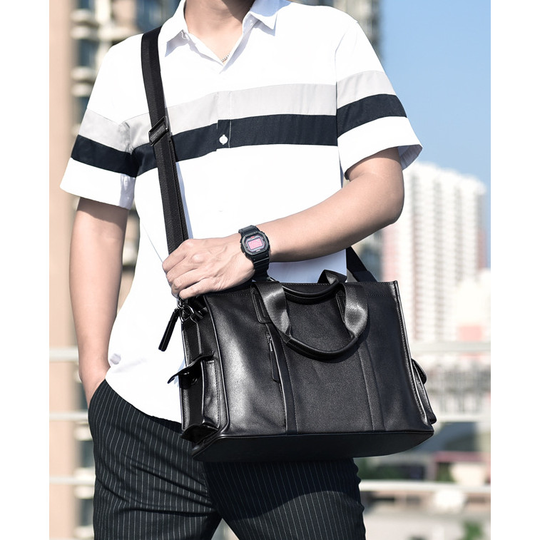 🌞SUNWISH🌞SWS-2028 2024 ใหม่ กระเป๋าเอกสาร หนังด้าน สีดํา 13 นิ้ว สําหรับผู้ชาย