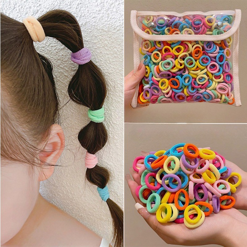 200 ชิ้น เซต ยางรัดผม แฟชั่นเกาหลี เรียบง่าย ยืดหยุ่นสูง ยางรัดผม เด็กผู้หญิง ยางรัดผม เครื่องประดับผม