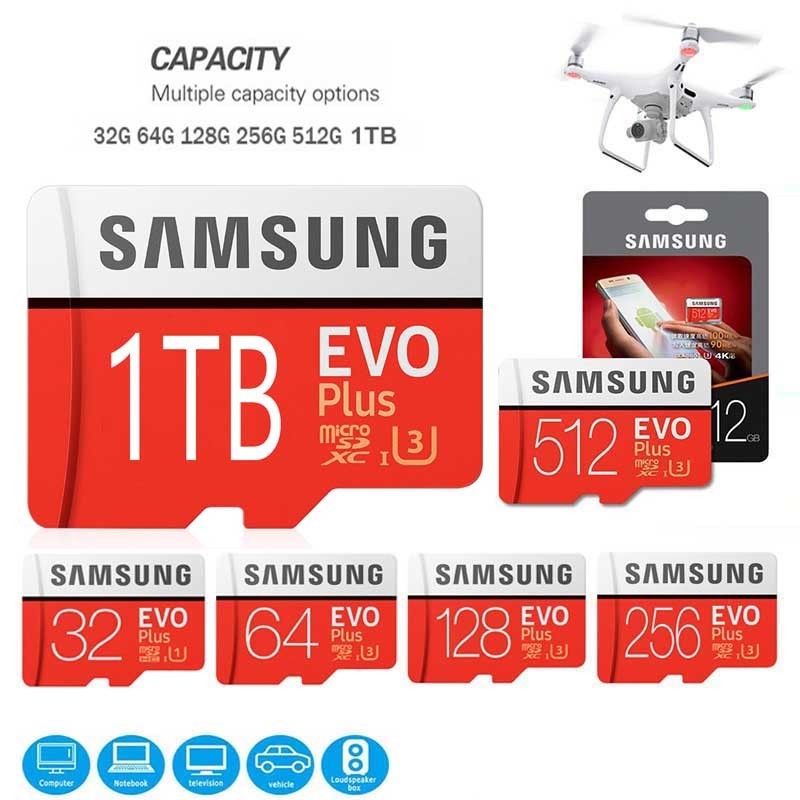 Sm การ์ดหน่วยความจํา EVO Plus 32GB 64GB 128GB 256GB 512GB 1TB Micro sd Class 10 TF ความเร็วสูง