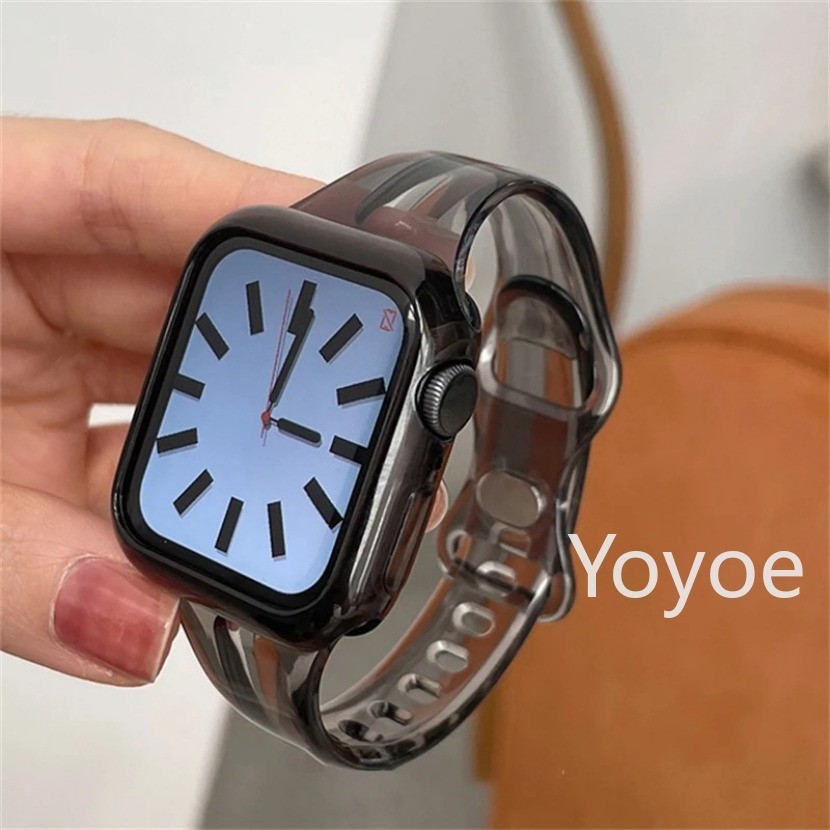 สายนาฬิกาข้อมือซิลิโคน แบบใส สําหรับ Apple Watch 49 มม. 45 มม. 44 มม. 42 มม. 41 มม. 38 มม. 40 มม. Iwatch 9 8 Ultra 2 Se 3 4 6 - รูปที่ 6