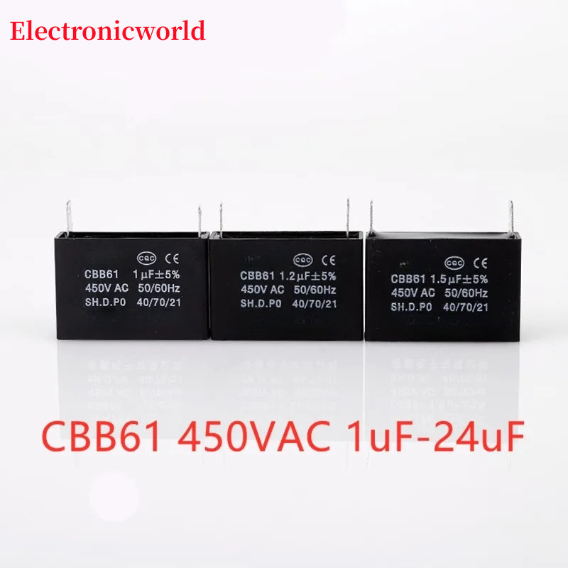 Cbb61 ตัวเก็บประจุพัดลมเครื่องปรับอากาศ 450V 1UF 1.5UF 2UF 3UF 3.5UF 5UF 6UF 8UF 10UF 12UF