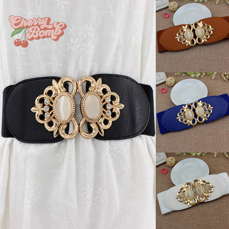 (Cherry Bomb) ใหม่ เข็มขัดยางยืด เอว N สไตล์เรโทร แฟชั่นสําหรับผู้หญิง