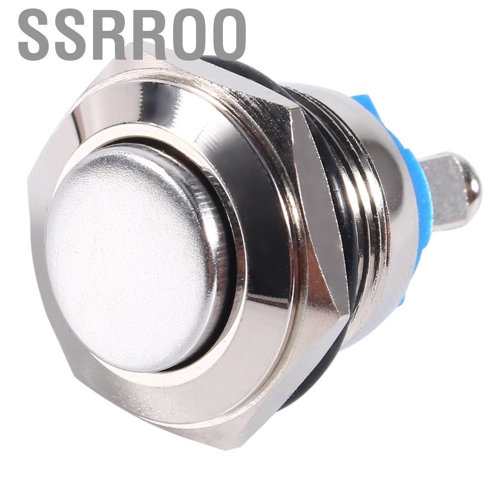 Ssrroo Momentary Push Button Start Switch  16mm 12V Waterproof Metal ON OFF Horn Silver with Screw Terminal for 5/8 Mounting Hole