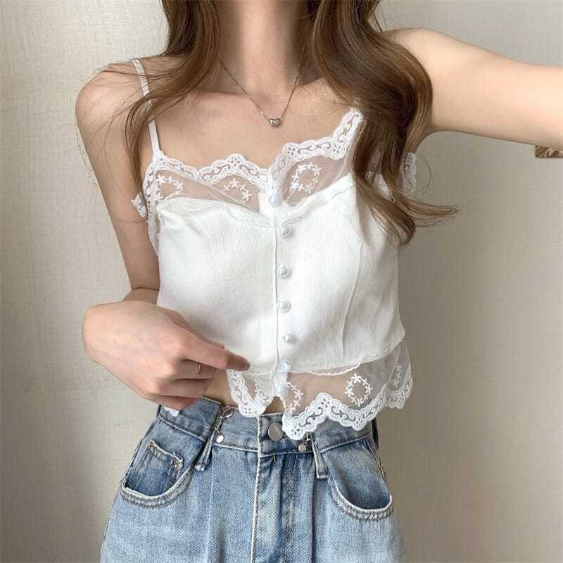เสื้อชั้นในสตรีขอบลูกไม้แบบบางสำหรับฤดูร้อน1เสื้อทรงสลิมลำลองสไตล์วินเทจยอดนิยม