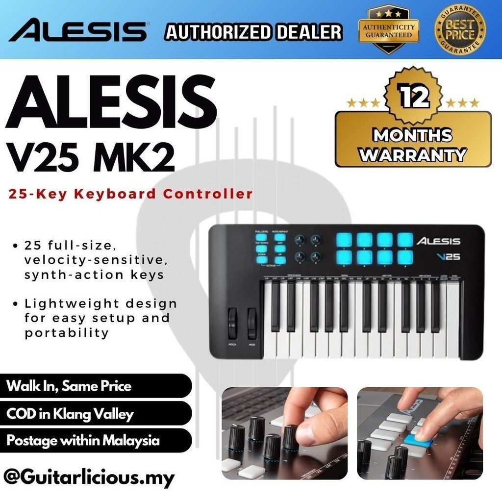 Alesis V25 MK2 25-Key USB-MIDI คีย์บอร์ดควบคุม ( V-25 MK2 V25 MK-2 V25 MK-II V-25 MKII )