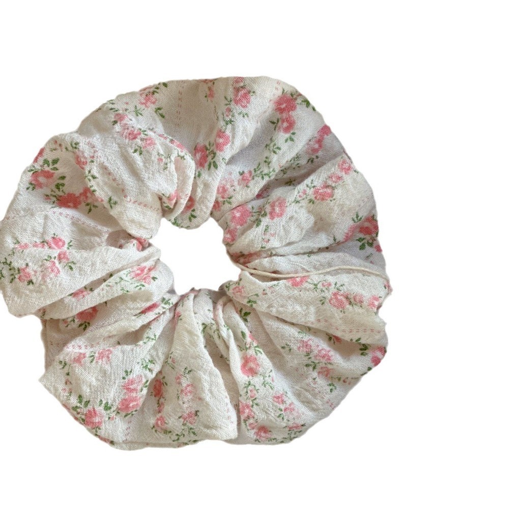 2024 Tie Head สไตล ์ เกาหลี ins High-End ดอกไม ้ Scrunchy แหวนลูกไม ้ ผมแหวนเครื ่ องประดับผม - รูปที่ 3