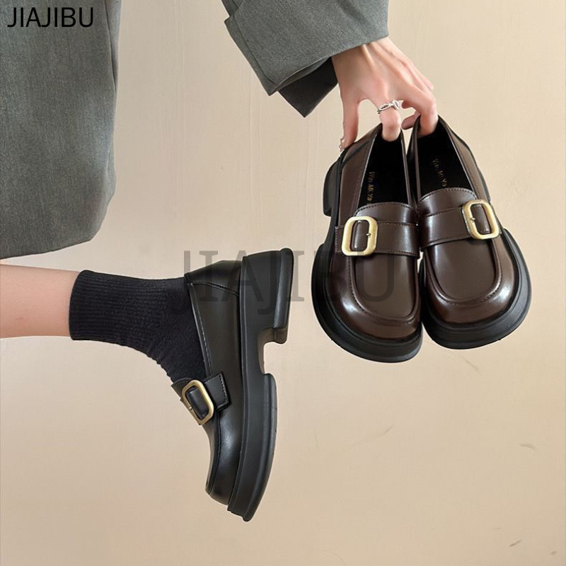 Size 35-43 British Style Muffin Shoes Plus Size Women's Shoes Non-slip High Heels Lolita Shoes 42 Korean Fashion Platform Mary Jane Shoes Japanese Brown Thick Heel Slip-on Shoes French Soft Sole Princess Style Doll Shoes 41 JK Uniform Shoes Cosplay Shoes