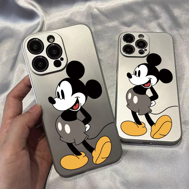 สำหรับ iPhone 13 12 14 11 Pro Max XR X Plus XS SE มิกกี้เมาส์ กรณีโทรศัพท์มือถือชุบเคสไอโฟนคู่เคส