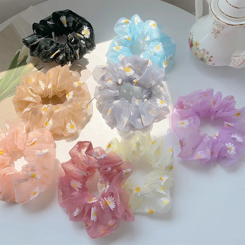 ผู ้ หญิง Daisy เส ้ นด ้ าย Scrunchies แฟชั ่ นผม Ties ยืดหยุ ่ น Hairband อุปกรณ ์ เสริมผมสําหรับผู ้ หญิงผมหมากฝรั ่ งหัวเครื ่ องประดับยาง Band