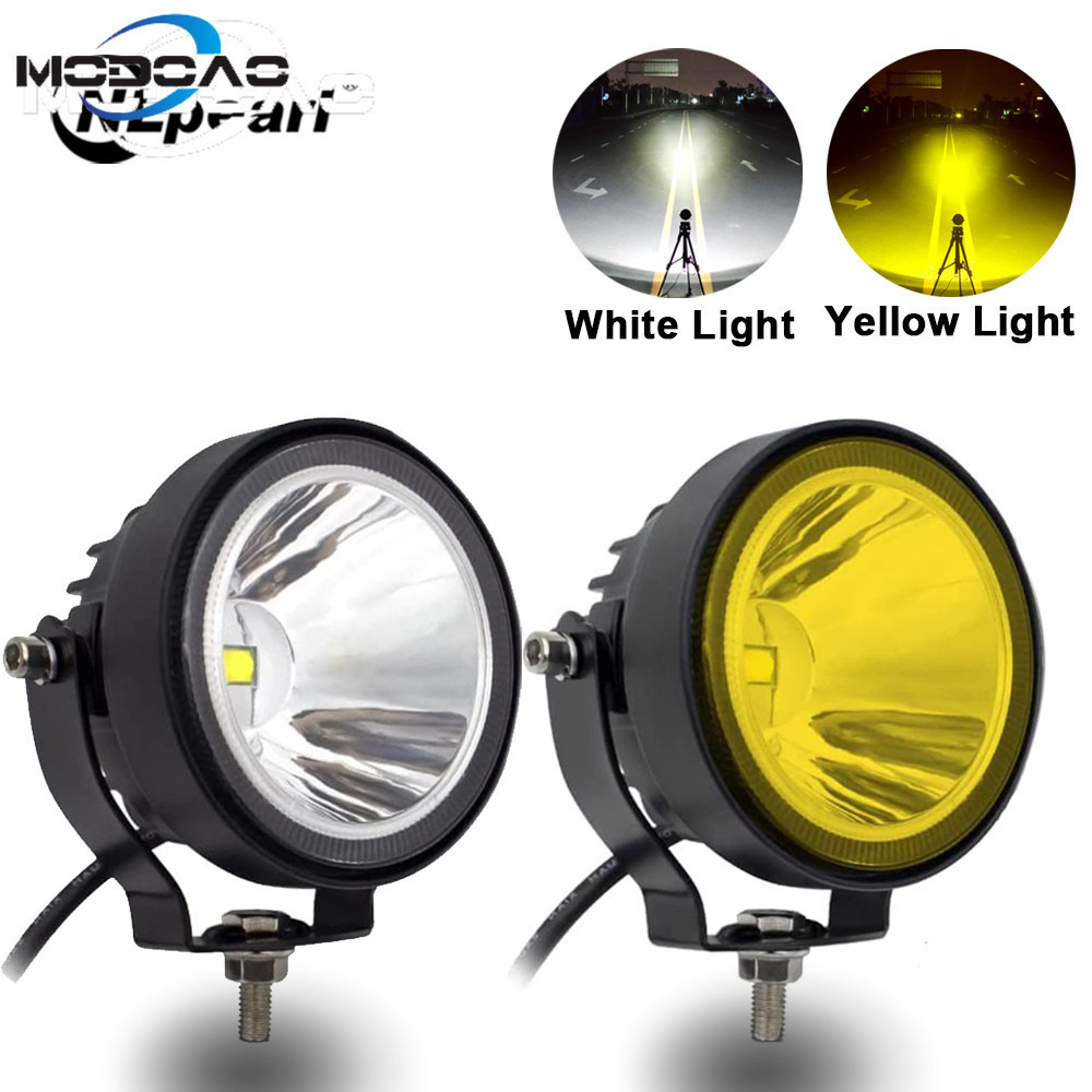 2pcs ไฟ Led ทํางาน 4 นิ้ว 12V 24V สีเหลือง Amber สีขาว Barra Offroad สําหรับรถยนต์ ATV Spot น้ําท่วมโคมไฟ Race รถกระบะเรือ Trailer หมอก