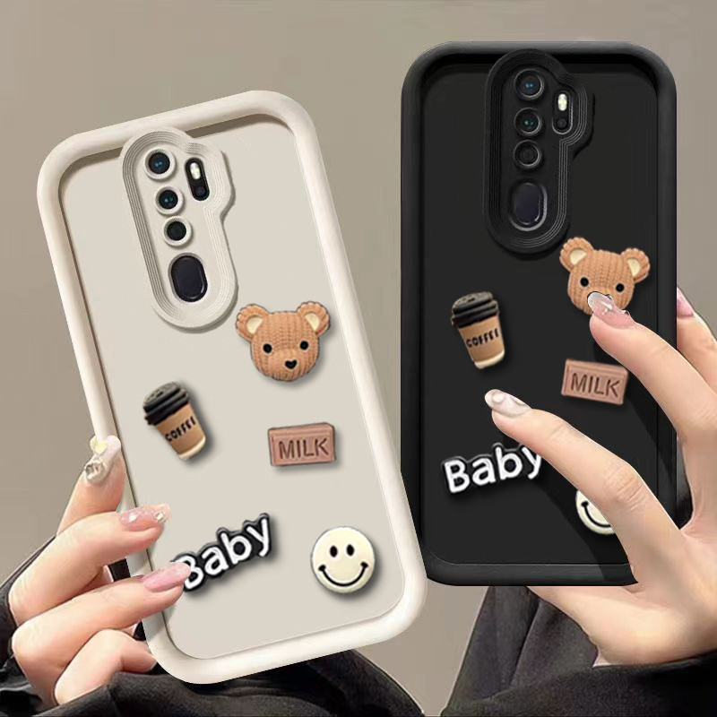 Oppo A9 2020 สําหรับกรณี OPPO A5 2020 A9 2020 A11 A11X เคสโทรศัพท์ตลกน่ารักออกแบบใหม่สไตล์ใหม่หมีกาแฟ